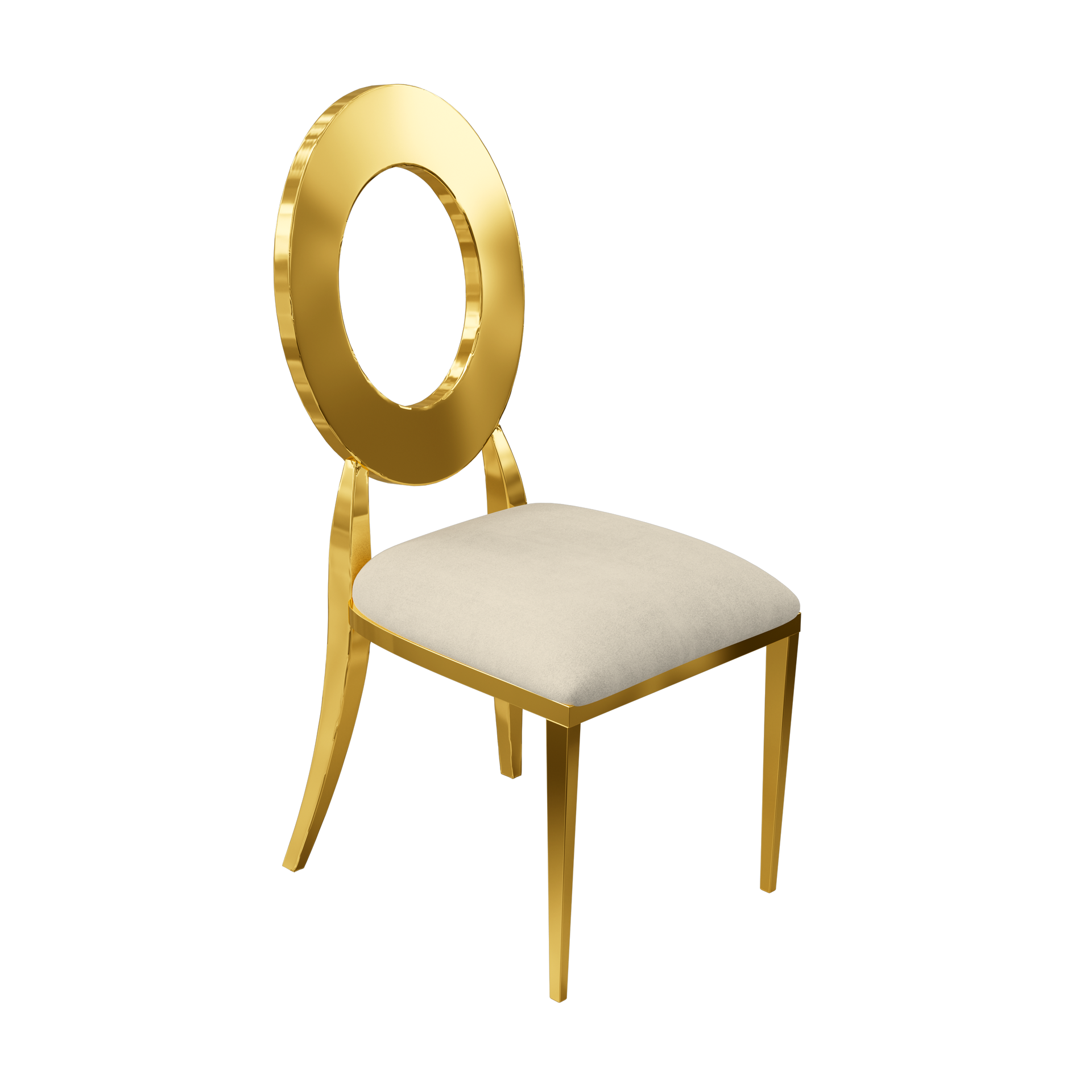 Elegant Ivory Cushion Gold Ringback Chair