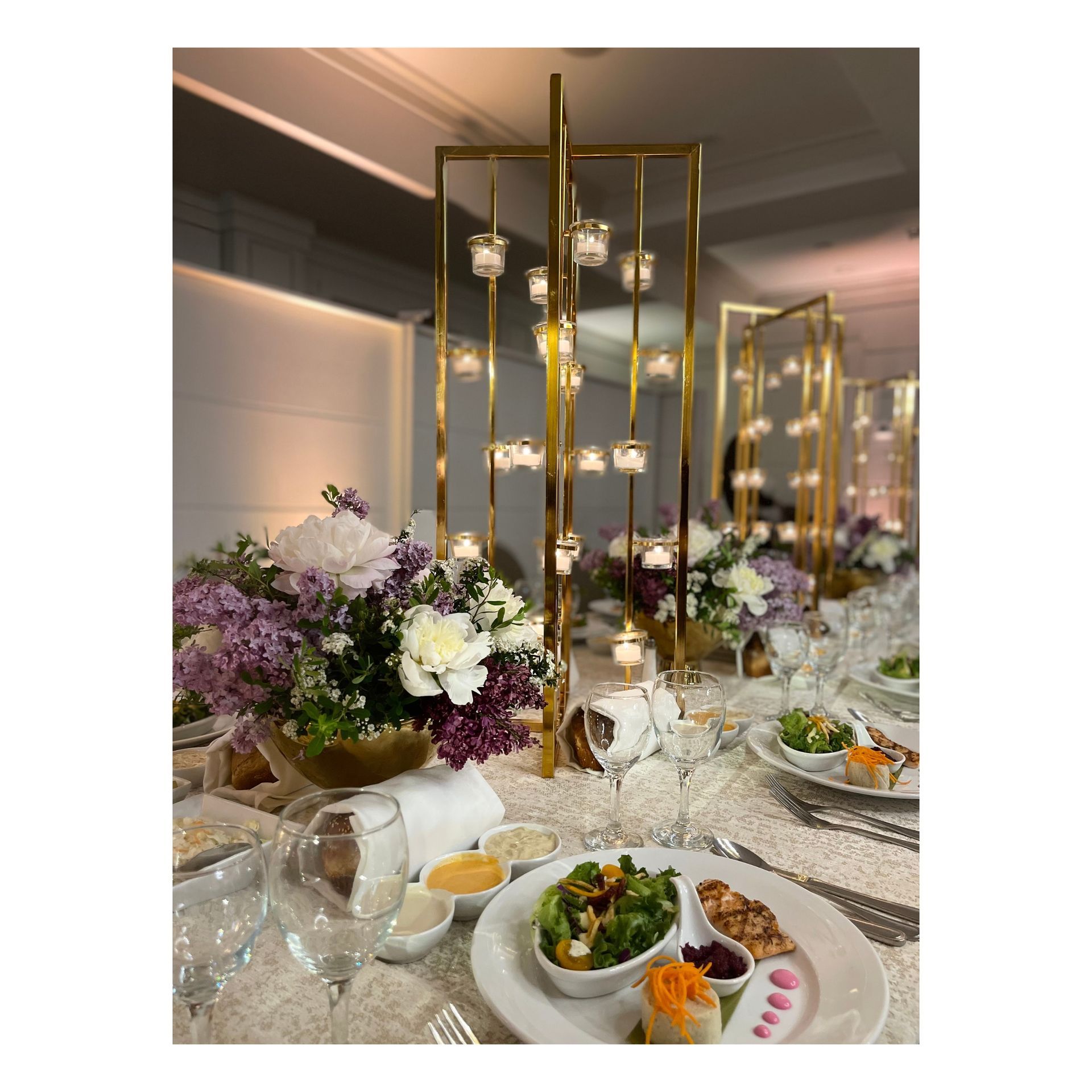 Gold Geometric Tea Light Candelabra