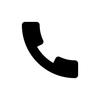 A black silhouette of a phone on a white background.