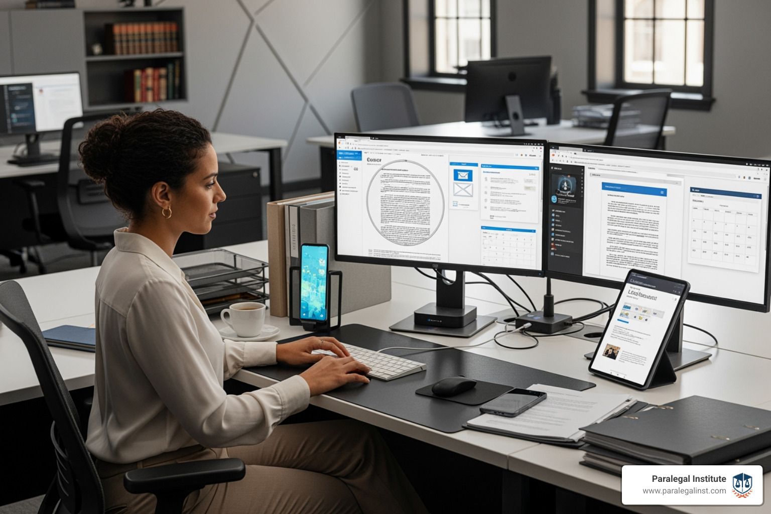 modern paralegal working with technology - paralegal industry trends