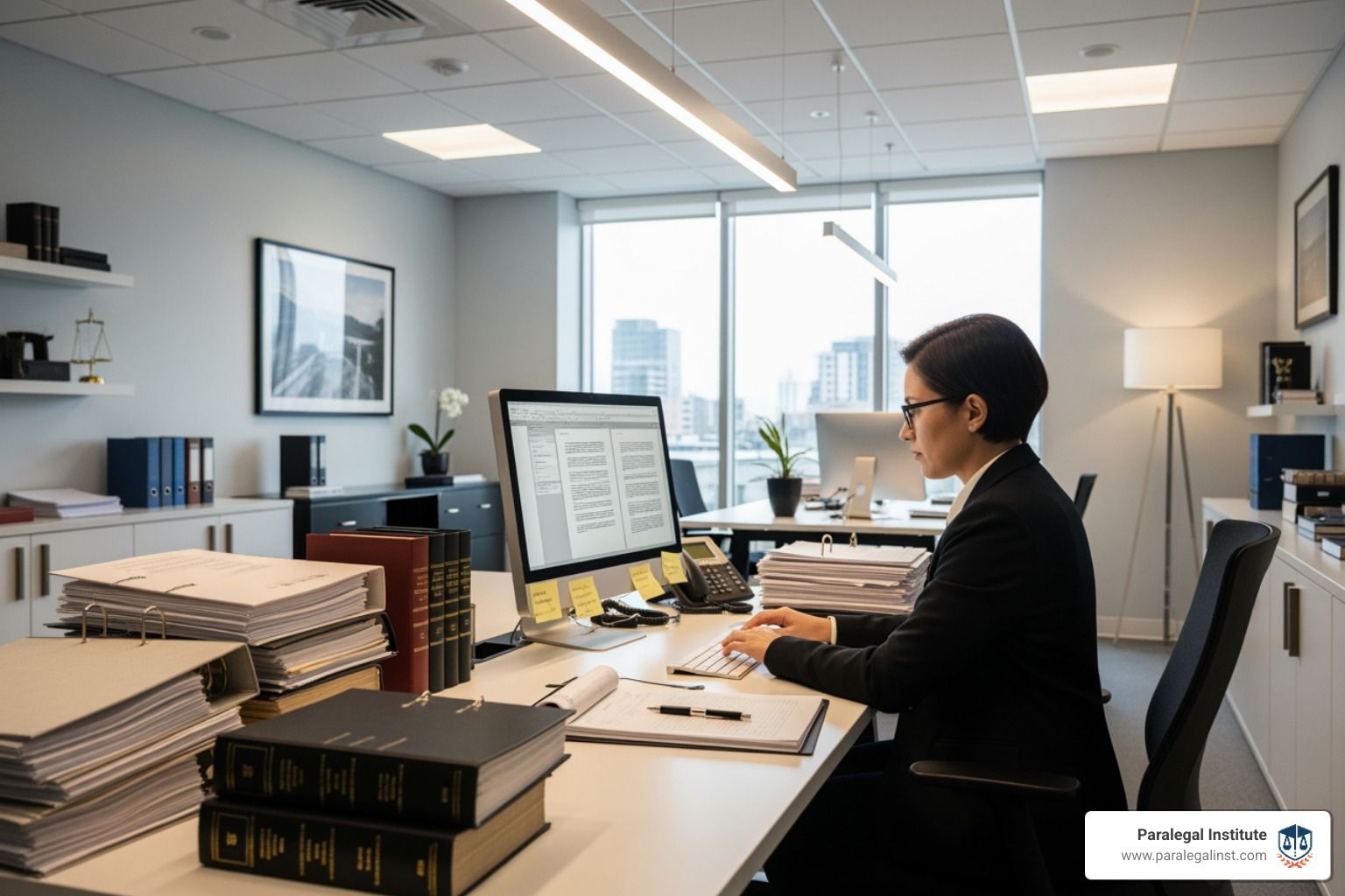 a professional paralegal working in a modern law office - what training is required to be a paralega