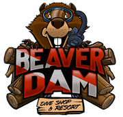 The logo for beaver dam dive shop and resort