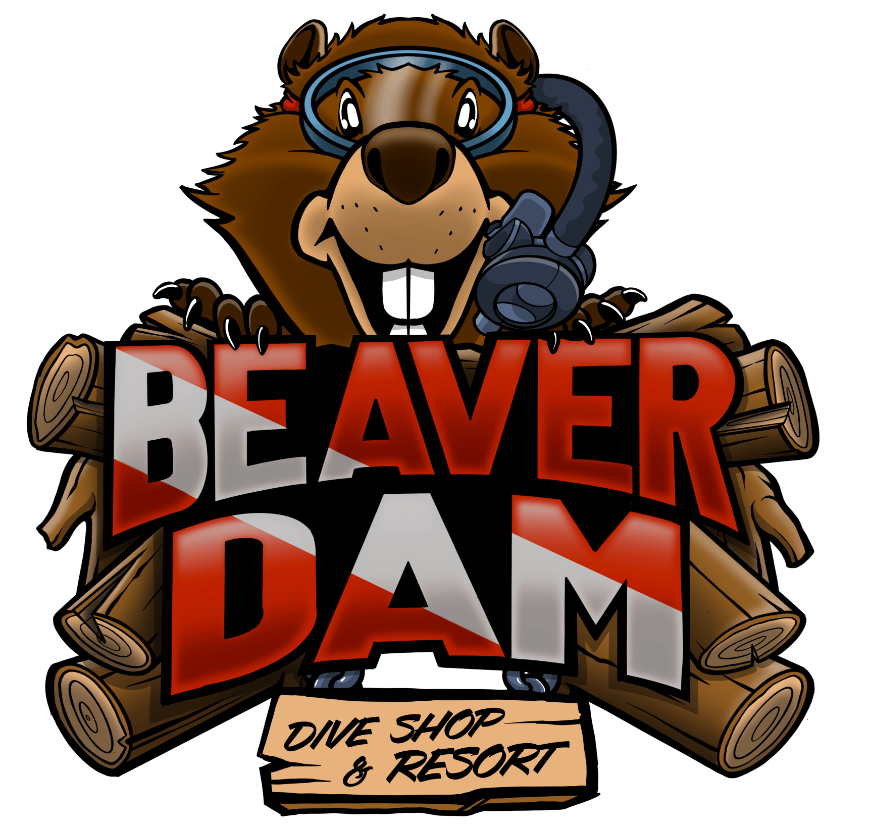 The logo for beaver dam dive shop and resort