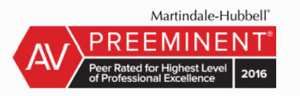 A logo for martindale hubbell preeminent which is peer rated for highest level of professional excellence