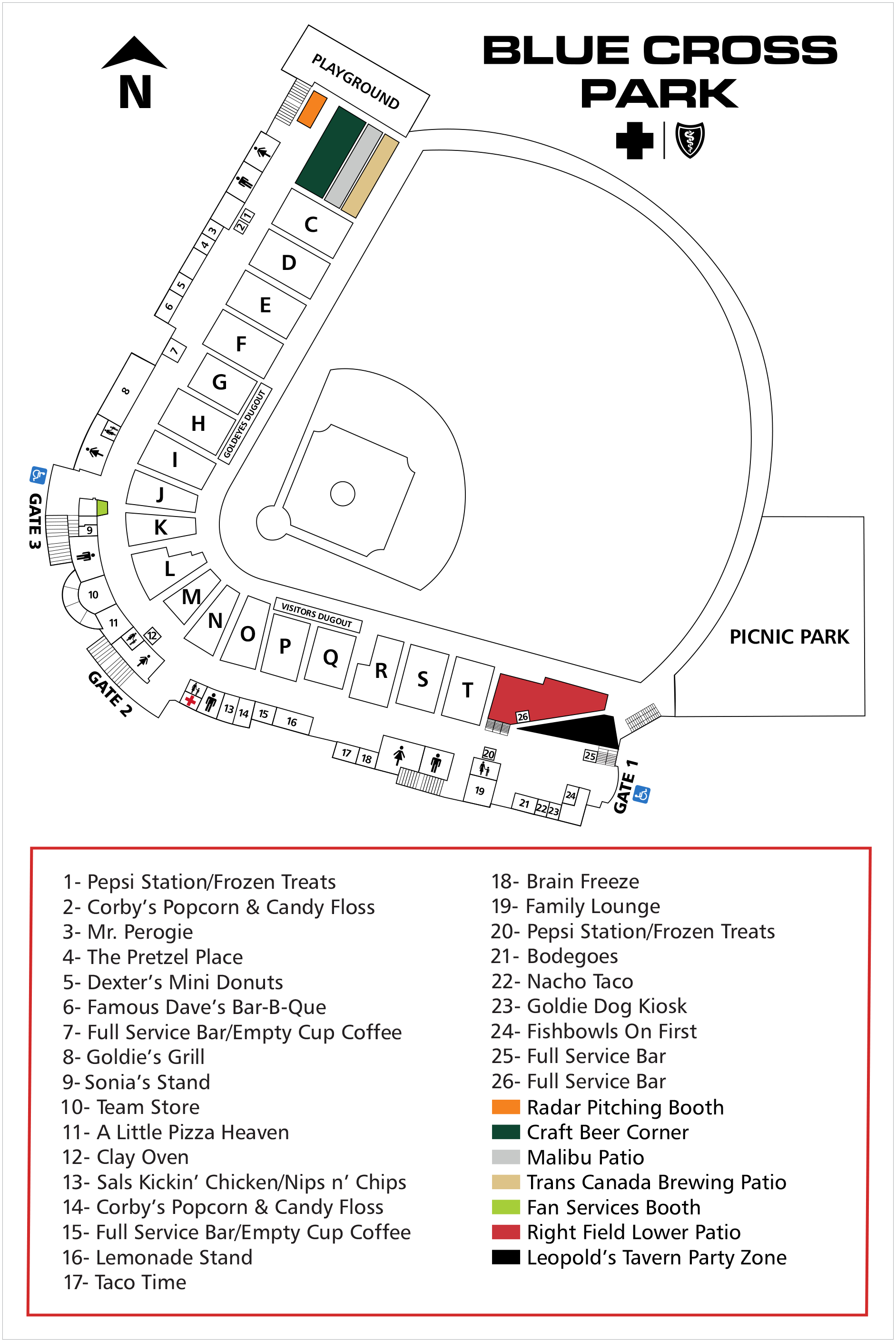 Shaw Park Directory/Map 2023 season