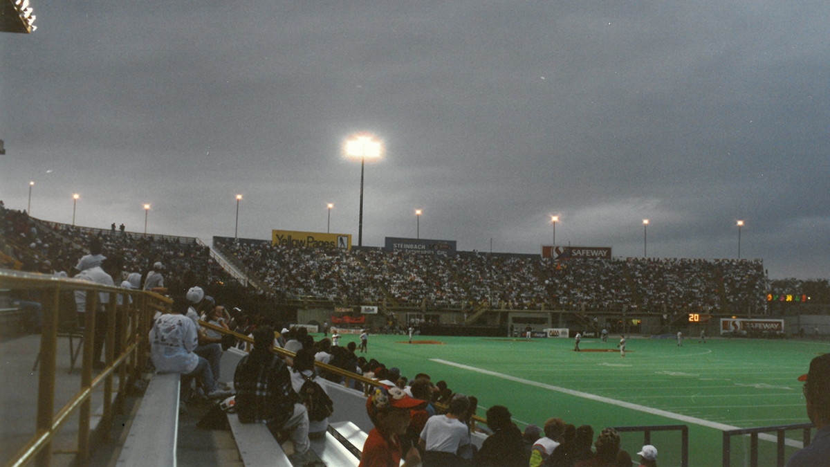 Winnipeg Goldeyes at Winnipeg Stadium, view from right field stands, 1994