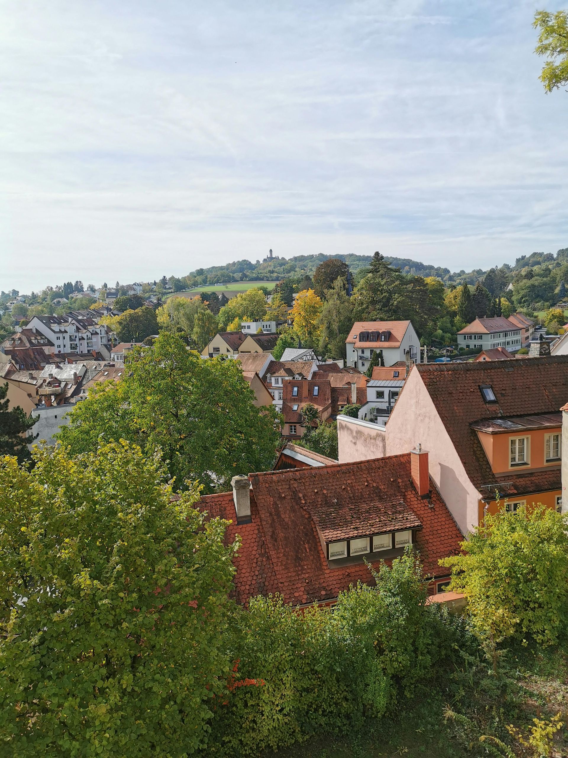 The space needle is a tall white tower with a blue sky in the background.