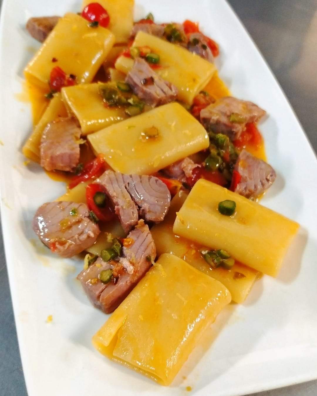 Seafood paccheri