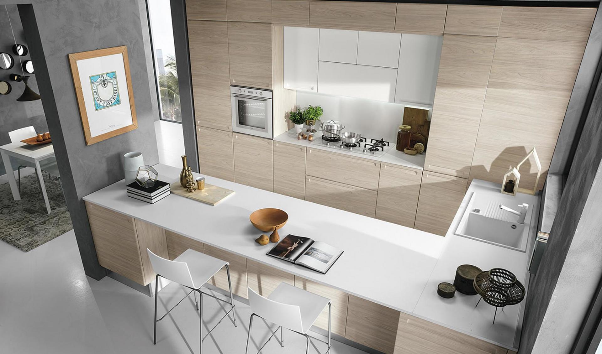 Cucina in pannelli chiari