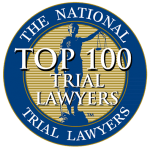 A logo for the national top 100 trial lawyers.