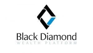 A black diamond wealth platform logo on a white background