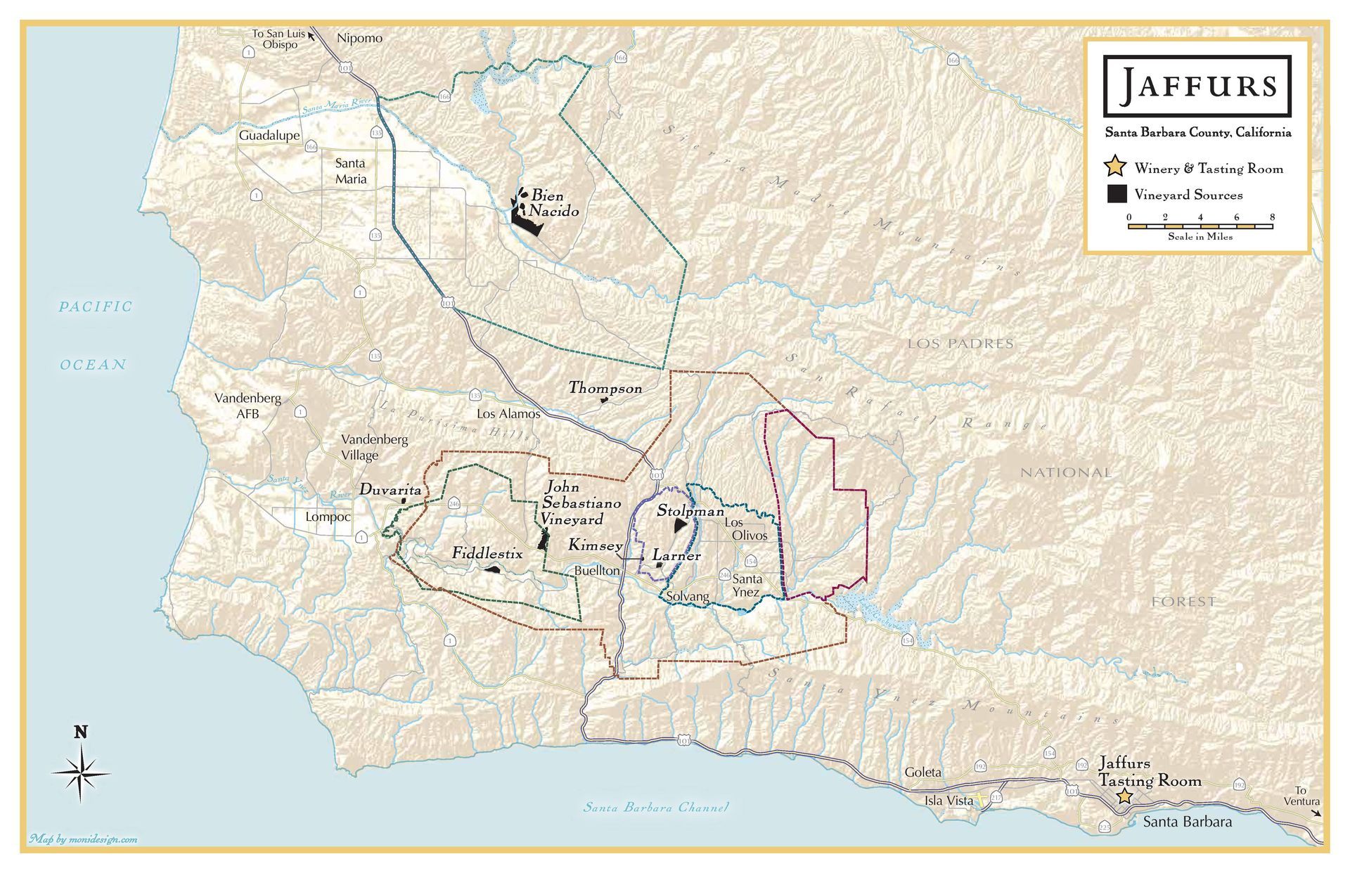 Map of Jaffurs territory, showing roads, buildings, and geographic features.