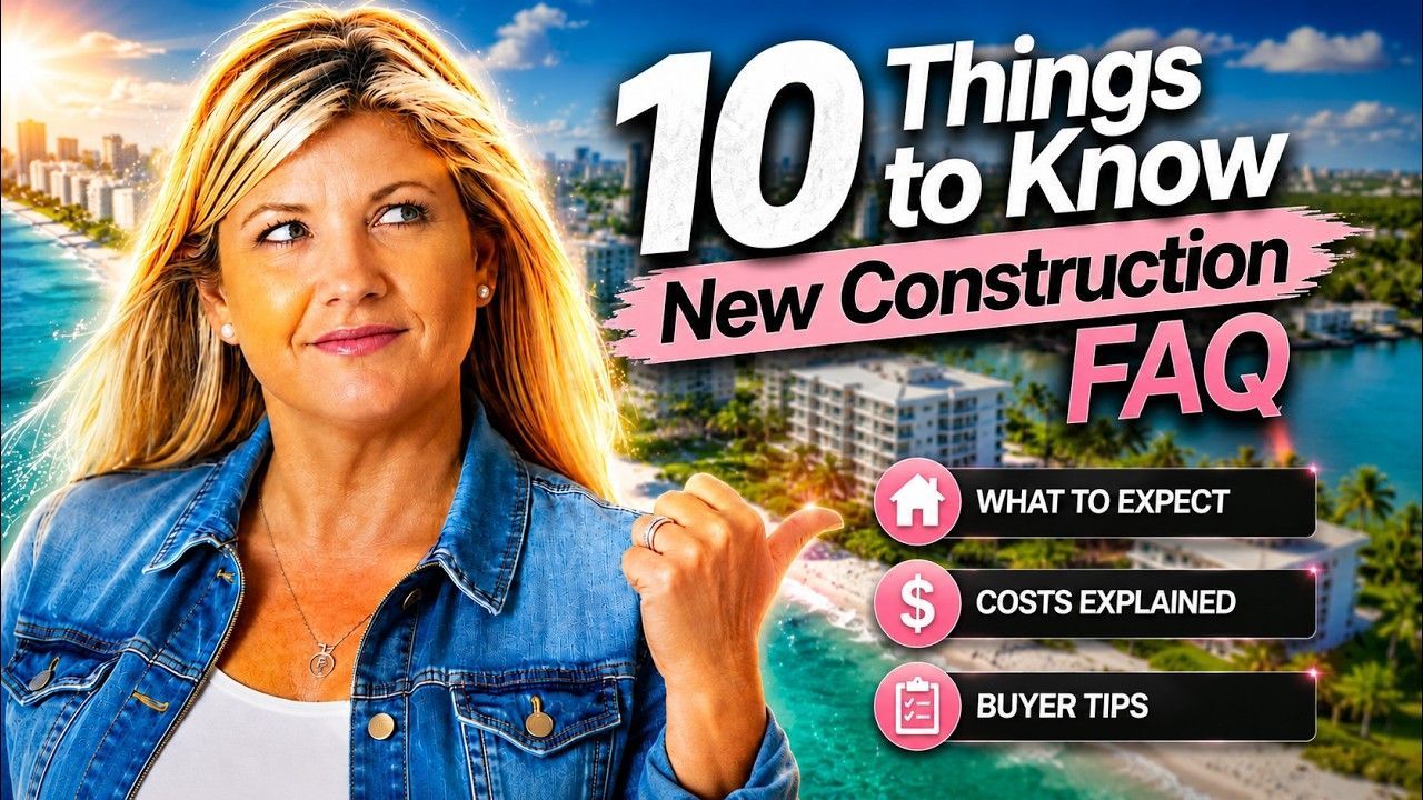 Construction FAQ thumbnail with woman in blue jacket, bold “10 Things to Know” text, and topic list on right