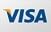 A close up of a visa logo on a white background.