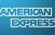 The american express logo is displayed on a blue background.
