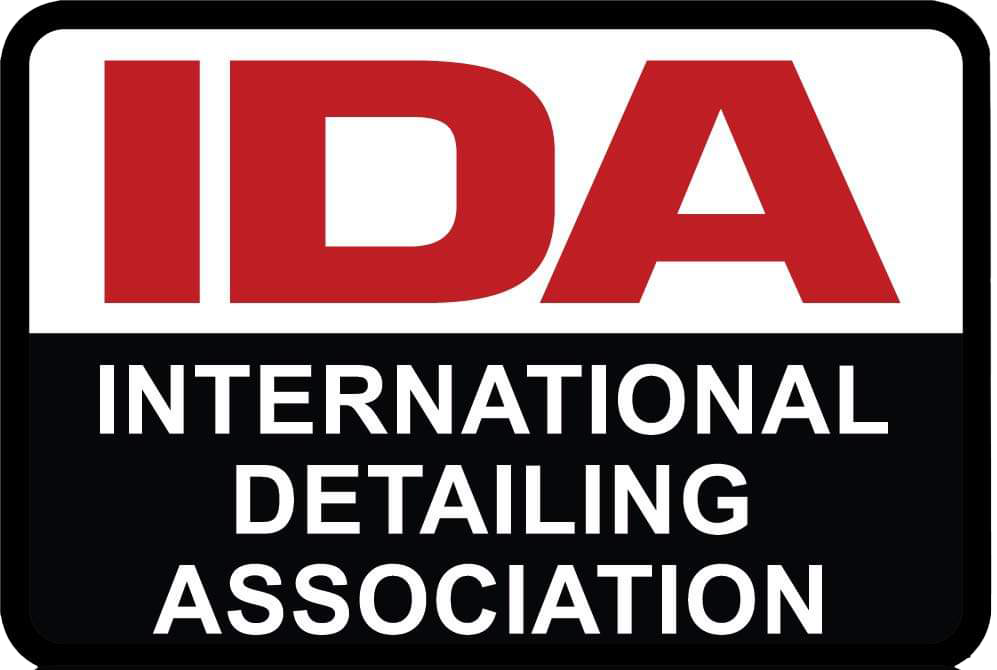 The logo for the international detailing association is red and black.