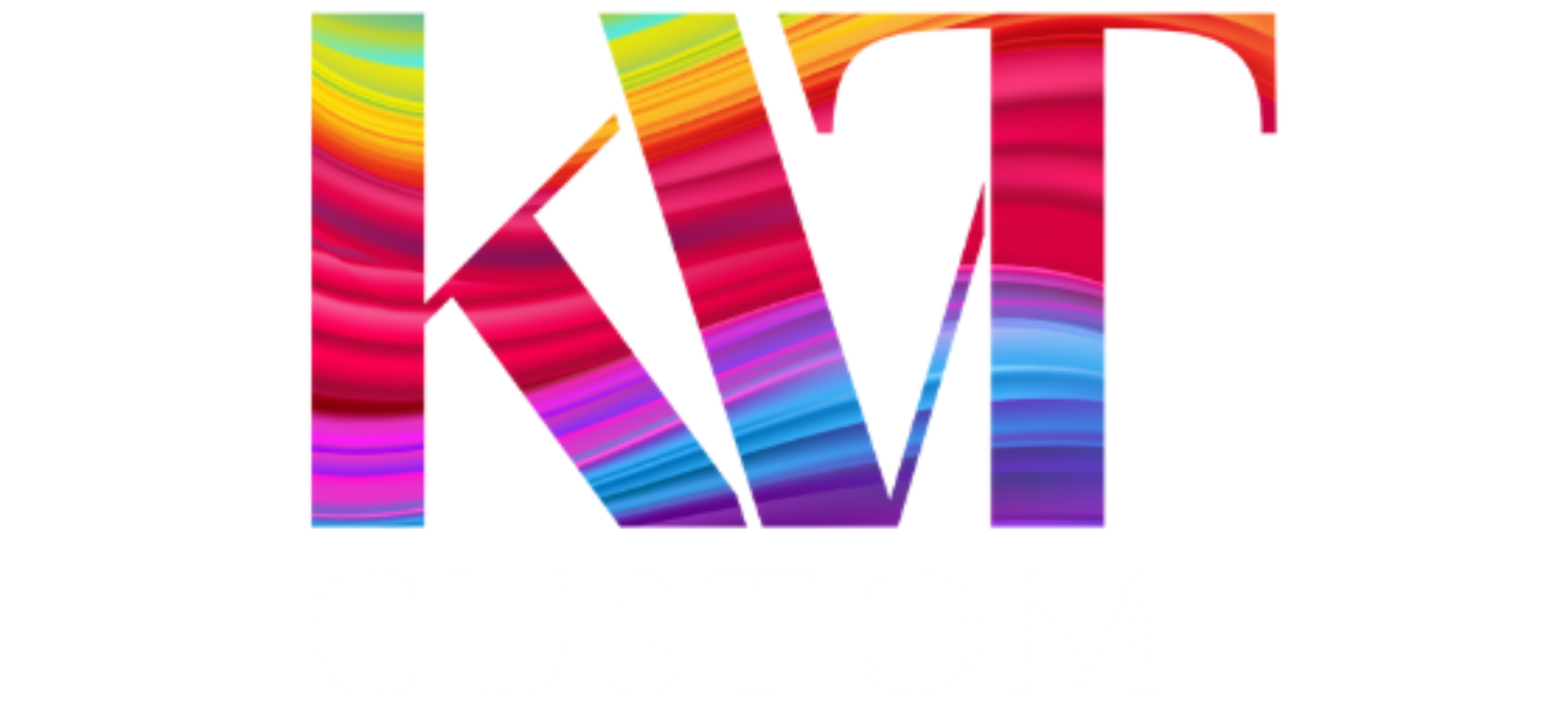 KVT logo with rainbow wave pattern in letters.