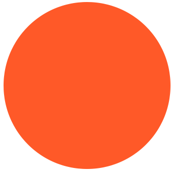 Orange circle on a white background.