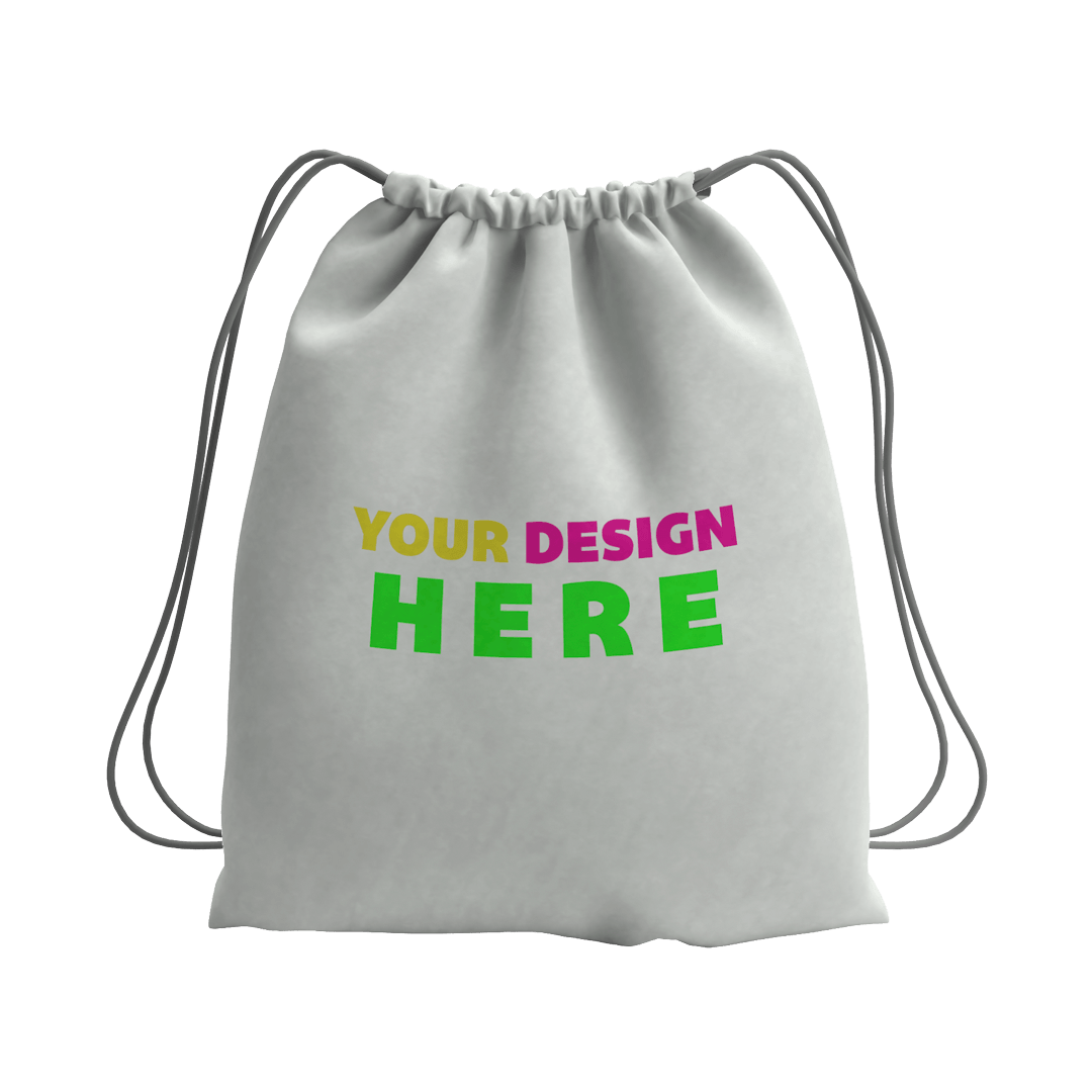 Light gray drawstring bag with 