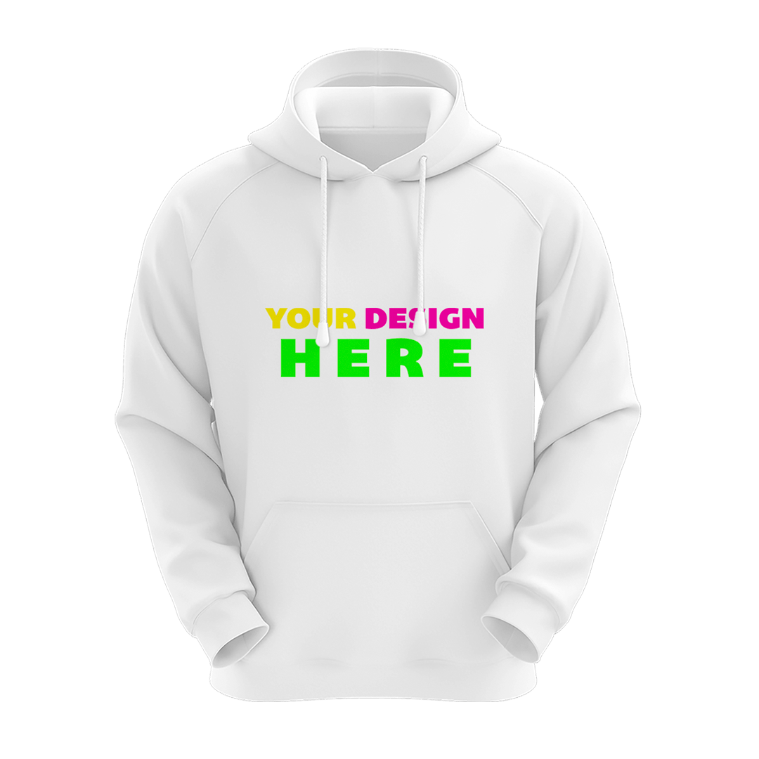 White hoodie with text 