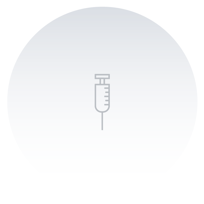 A syringe icon in a circle on a white background.