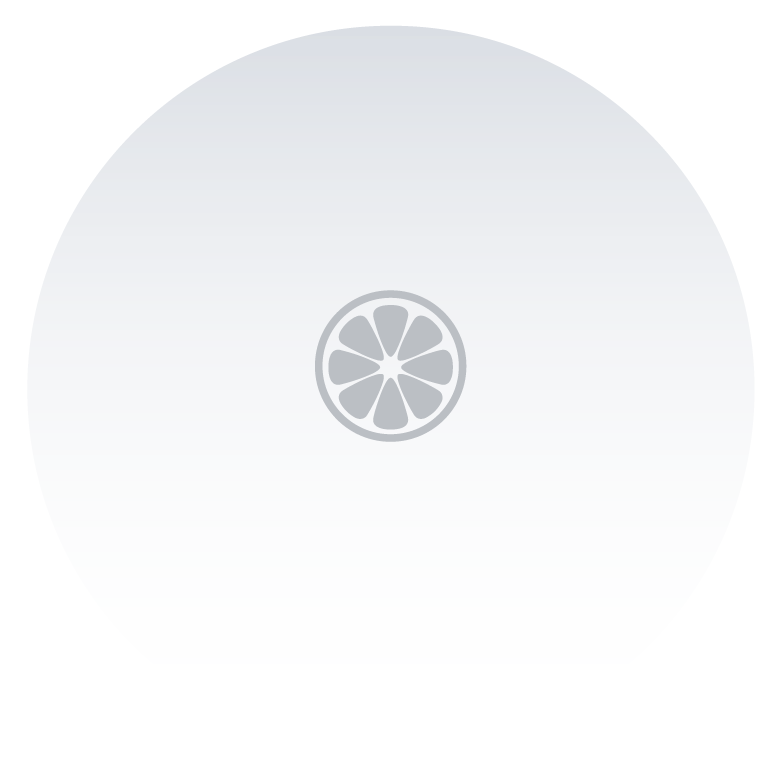 A circle with a slice of lemon in the middle of it.