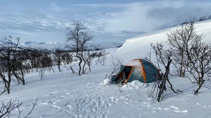 Backcountry Skiing in Swedish mountain