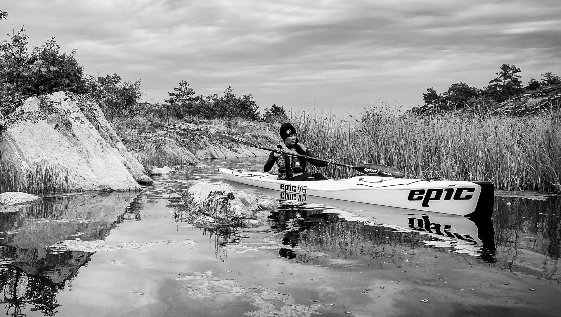 Kayak paddling in one of Swedens archipelagos