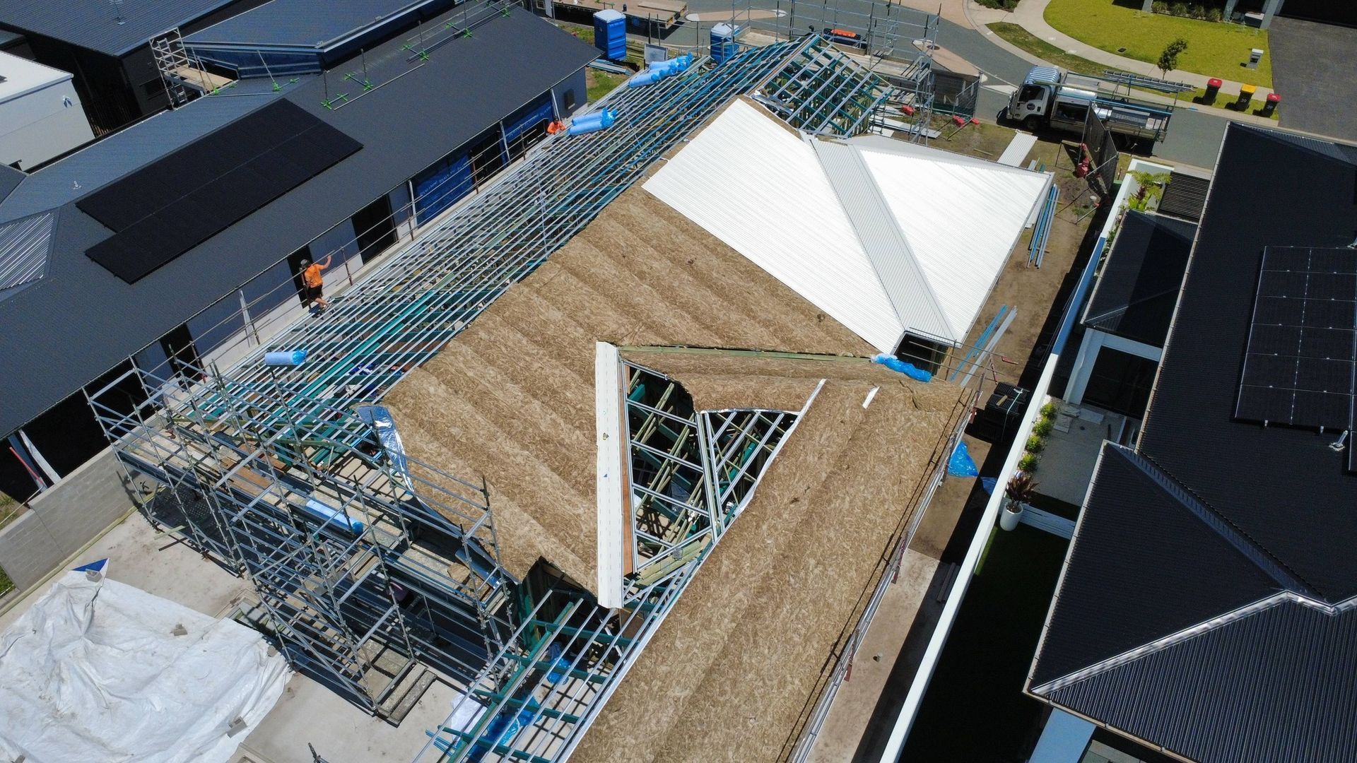 Rooftop Being Restored by Workers