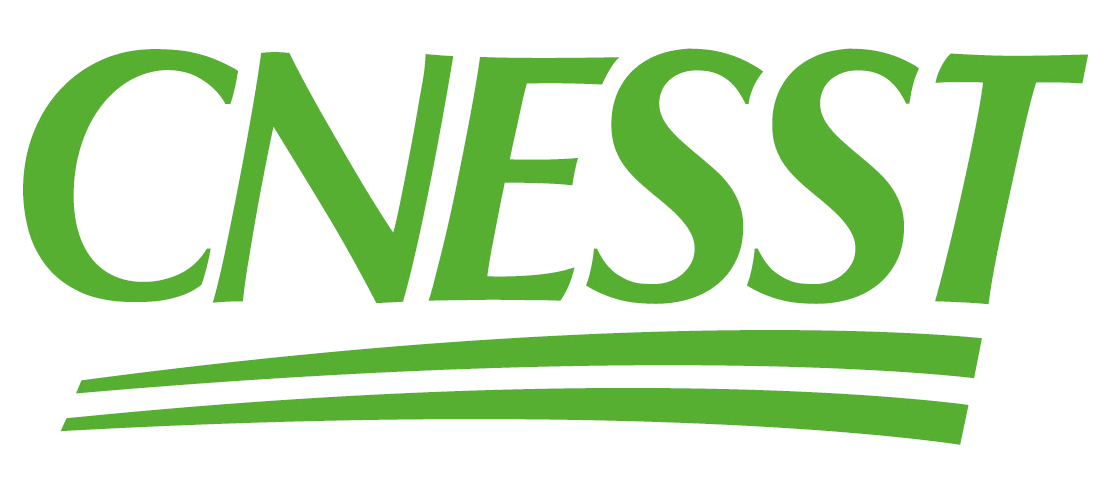 Un logo vert et blanc pour la cnesst sur fond blanc.