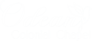 Logo for "Odean Colonial Chapel" with text and a green tree icon.