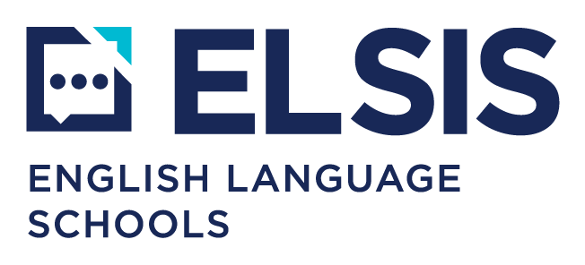 O logotipo das escolas de inglês da Elsis é azul e branco.