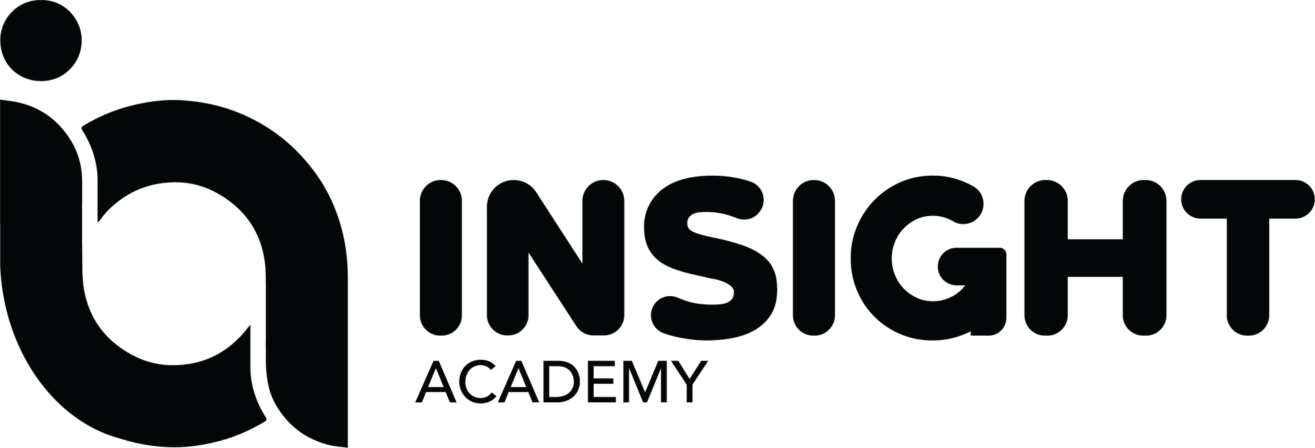 O logotipo da Insight Academy é preto e branco.