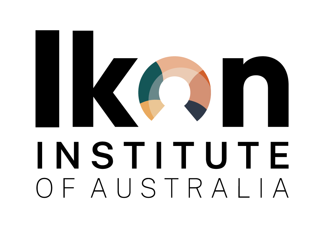 O logotipo do Instituto Ikon da Austrália é preto e branco.