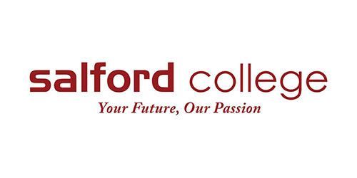 O logotipo da salford college diz “seu futuro, nossa paixão”.