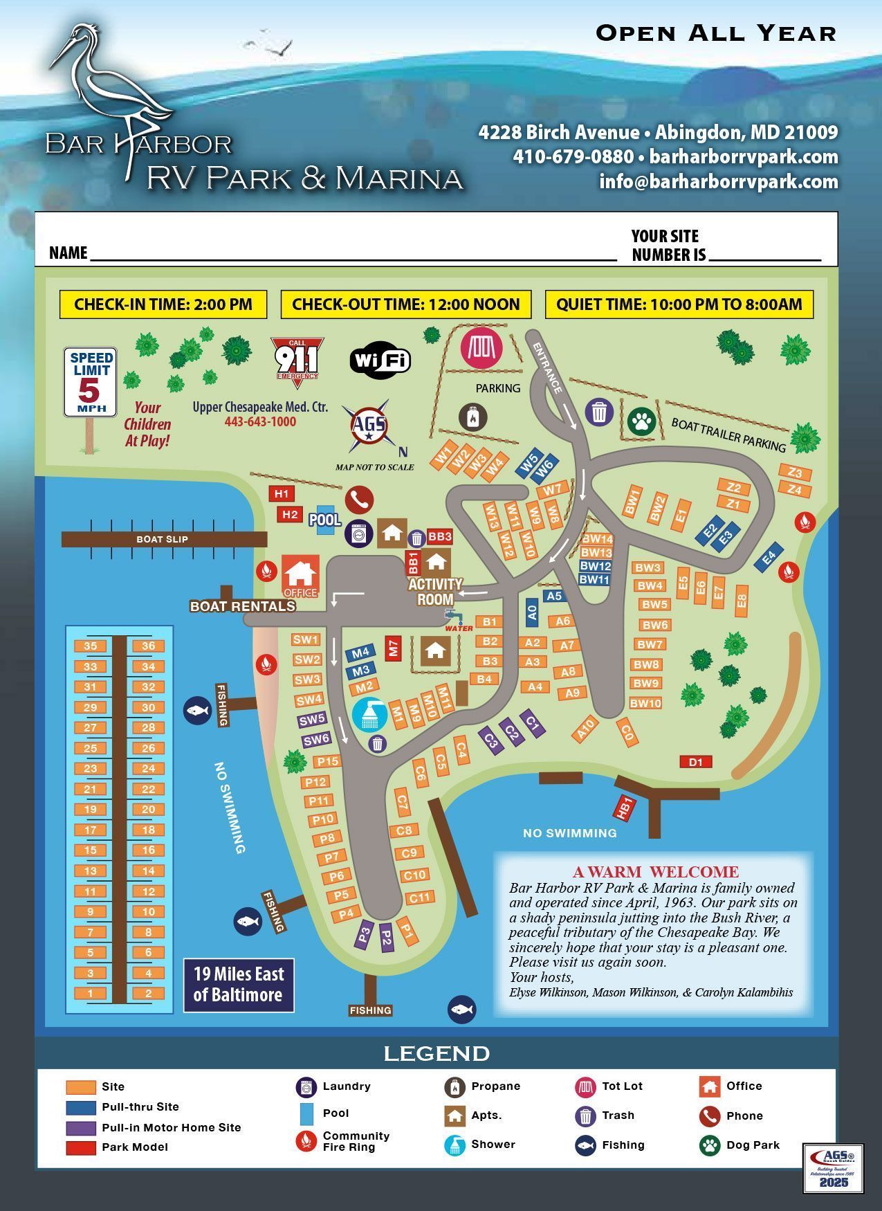 RV Park Sitemap | Bar Harbor RV Park & Marina