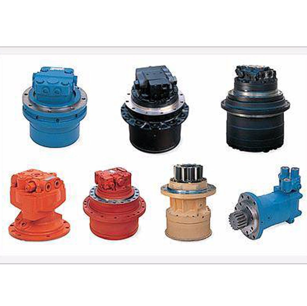 There are many different types of motors on a white background.