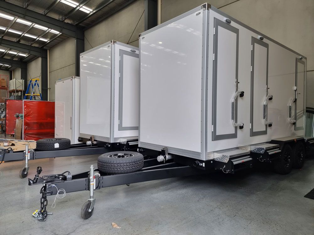 Three-Station Restroom Trailer Ideal Portable Sanitation Solution for Events and Gatherings — Ecotreat Solutions NT in Winnellie, NT