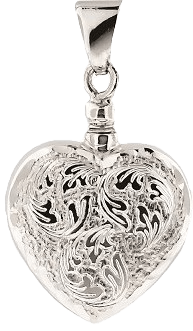 Cremation Jewellery Silver Diamond Cut Heart PMEMO15 Clean