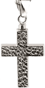 Cremation Jewellery Silver Hammered Cross PMEMO18 Clean