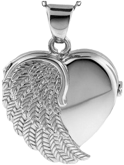 Cremation Jewellery Silver Locket Angel Wing MEMO17 Clean