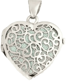 Cremation Jewellery Silver Locket Filigree Heart Turquoise MEMO10AZ Clean