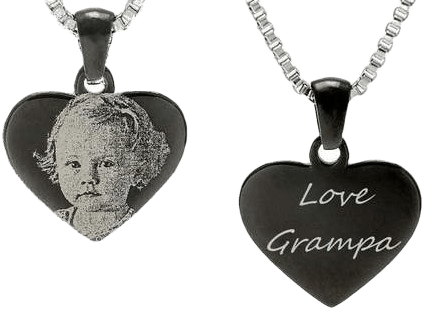 Cremation Jewellery Stainless Steel Pendant Heart Black SS10 Clean
