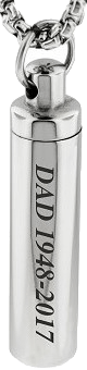 Cremation Jewellery Stainless Steel Urn Cylinder SS3 Clean