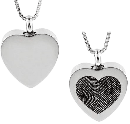 Cremation Jewellery Stainless Steel Urn Heart SS4 Print and Text Clean