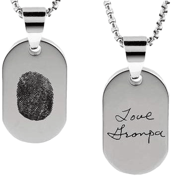 Cremation Jewellery Stainless Steel Urn Tag SS5 Print Text Handwriting Clean