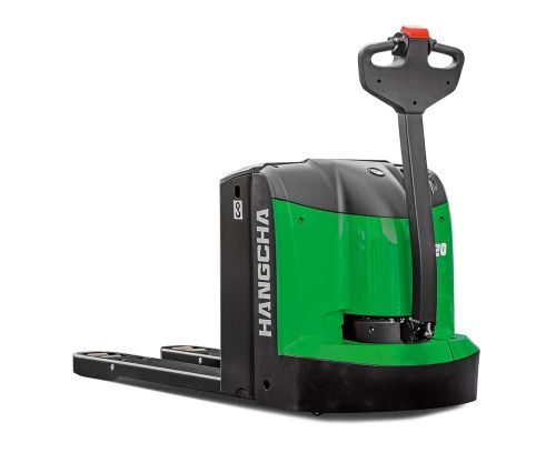 Green and black Hangcha electric pallet jack.