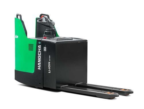 Green and black Hangcha Li-Ion electric pallet jack.
