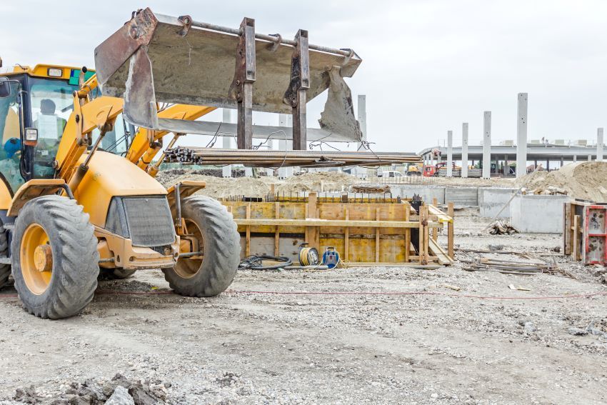 construction forklift at a construction site