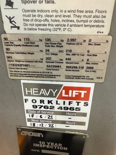 crown order picker specs and info